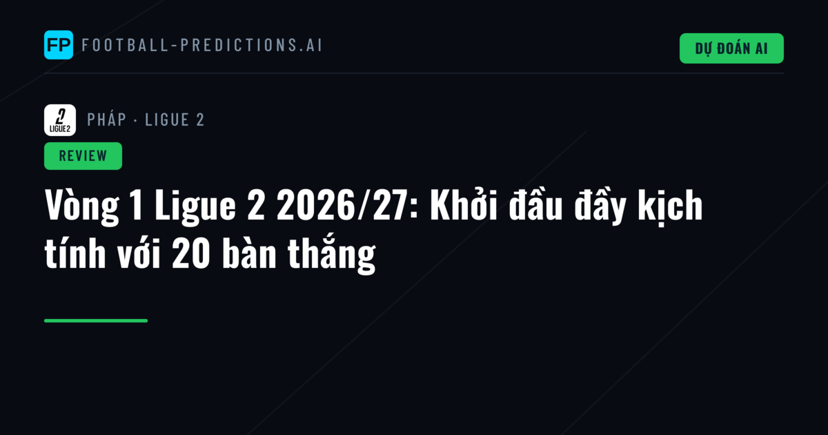 Vòng 1 Ligue 2 2026/27: Khởi đầu đầy kịch tính với 20 bàn thắng