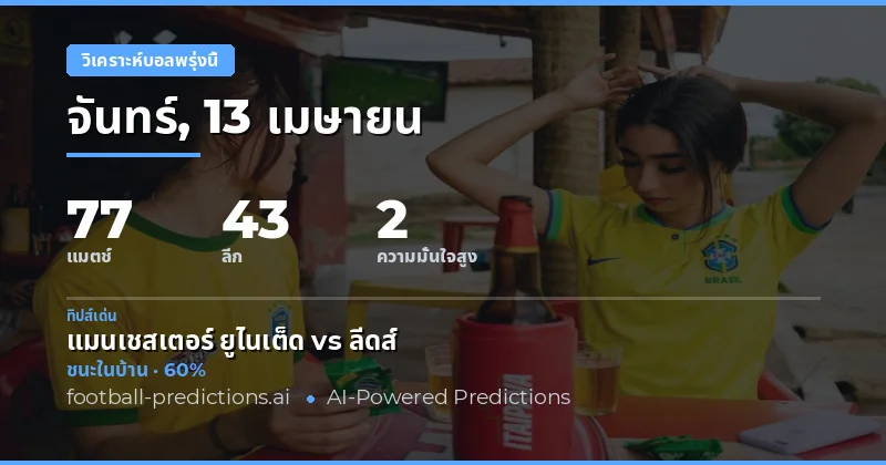 วันพุธที่ 13 เมษายน 2026: เกมที่น่าจับตามอง