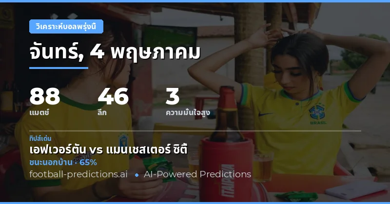 ภาพรวมการแข่งขันฟุตบอลวันพรุ่งนี้ 4 พฤษภาคม 2026