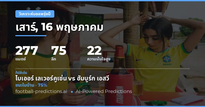 ภาพรวมการเดิมพันฟุตบอลวันพรุ่งนี้ 16 พฤษภาคม 2026