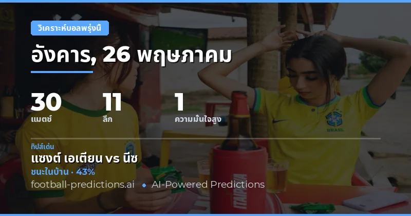 ภาพรวมการแข่งขันฟุตบอลวันพรุ่งนี้ 26 พฤษภาคม 2026