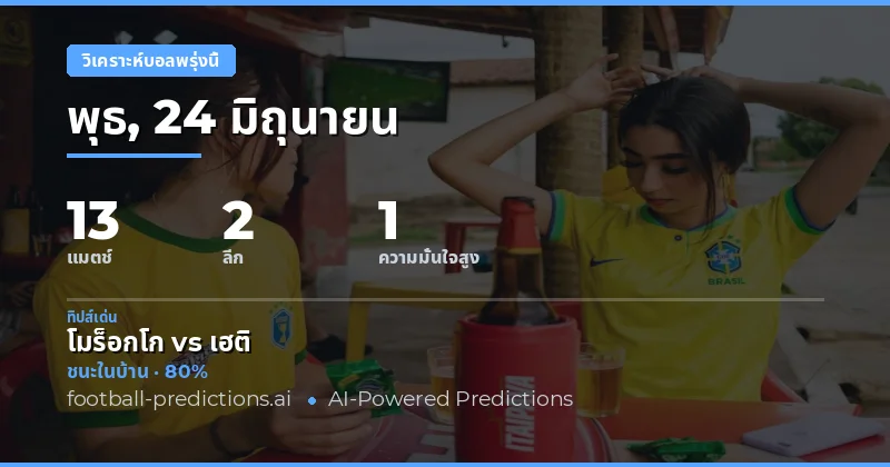 พรีวิวเดิมพัน วันพุธที่ 24 มิ.ย. 2569 | Ligi kuu Bara + World Cup