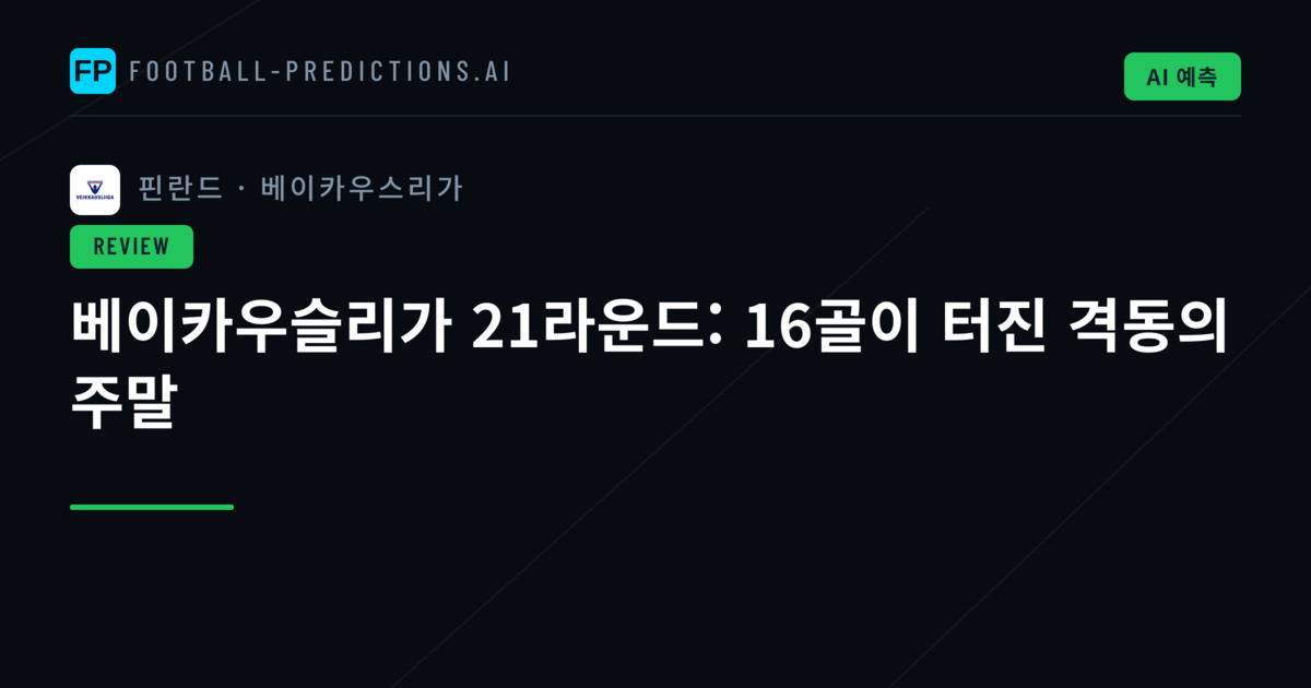 베이카우슬리가 21라운드: 16골이 터진 격동의 주말