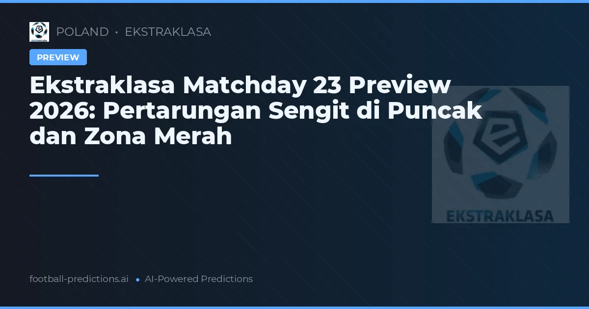 Ekstraklasa Matchday 23 Preview 2026: Pertarungan Sengit di Puncak dan Zona Merah