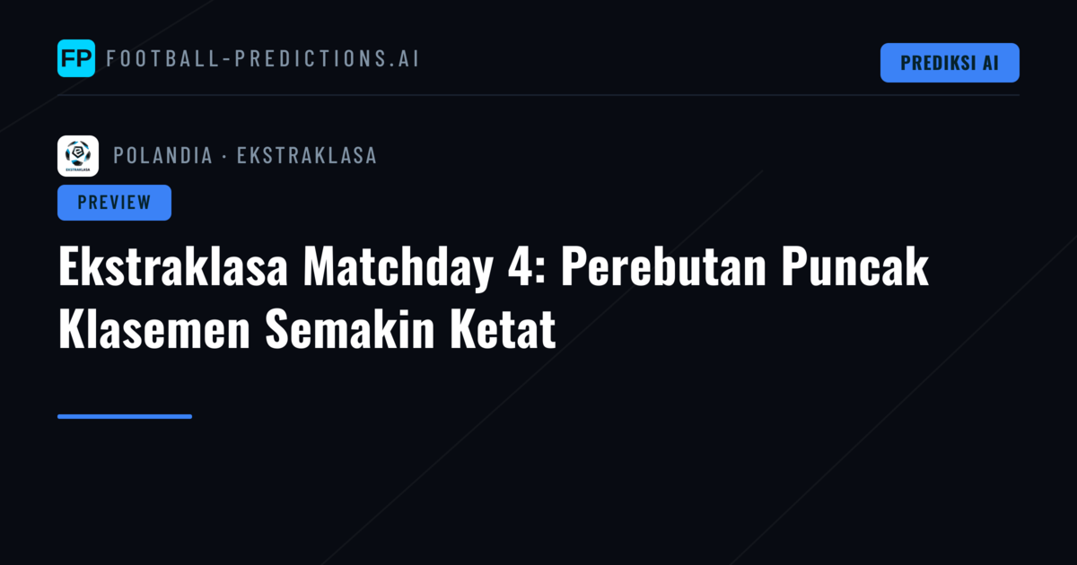 Ekstraklasa Matchday 4: Perebutan Puncak Klasemen Semakin Ketat