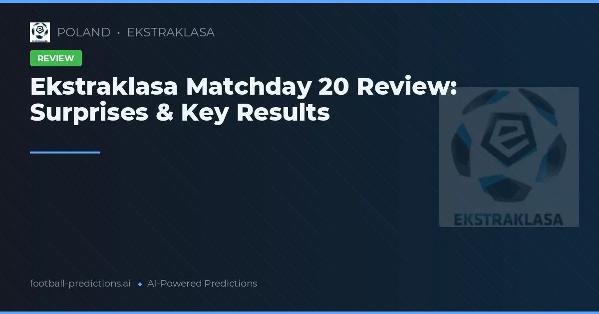 Ekstraklasa Matchday 20 Review: Surprises & Key Results