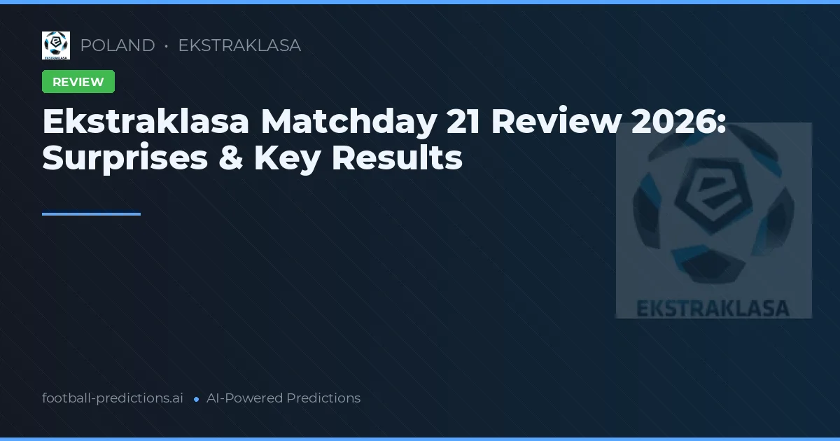 Ekstraklasa Matchday 21 Review 2026: Surprises & Key Results