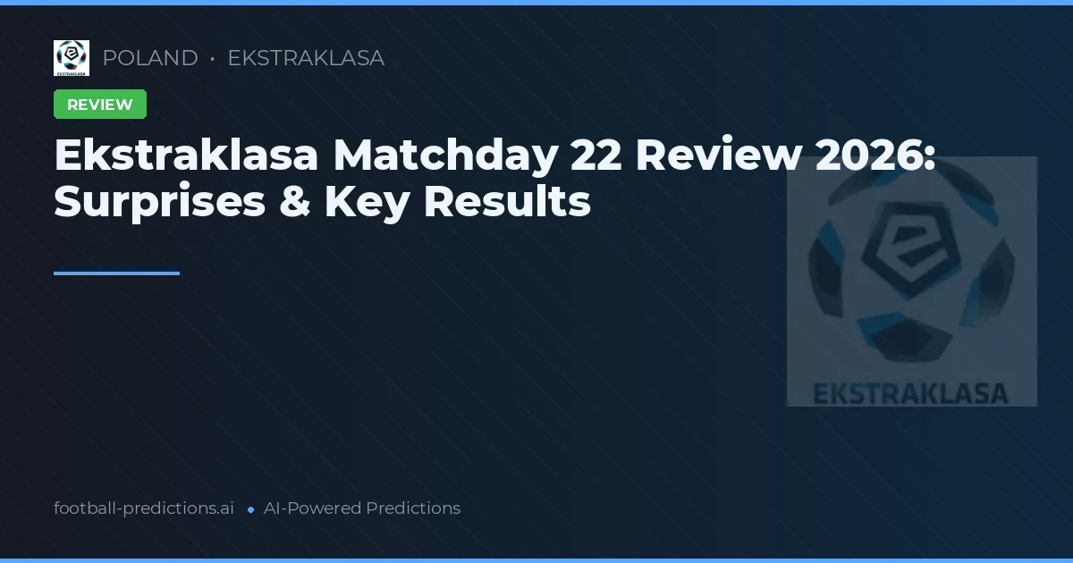 Ekstraklasa Matchday 22 Review 2026: Surprises & Key Results