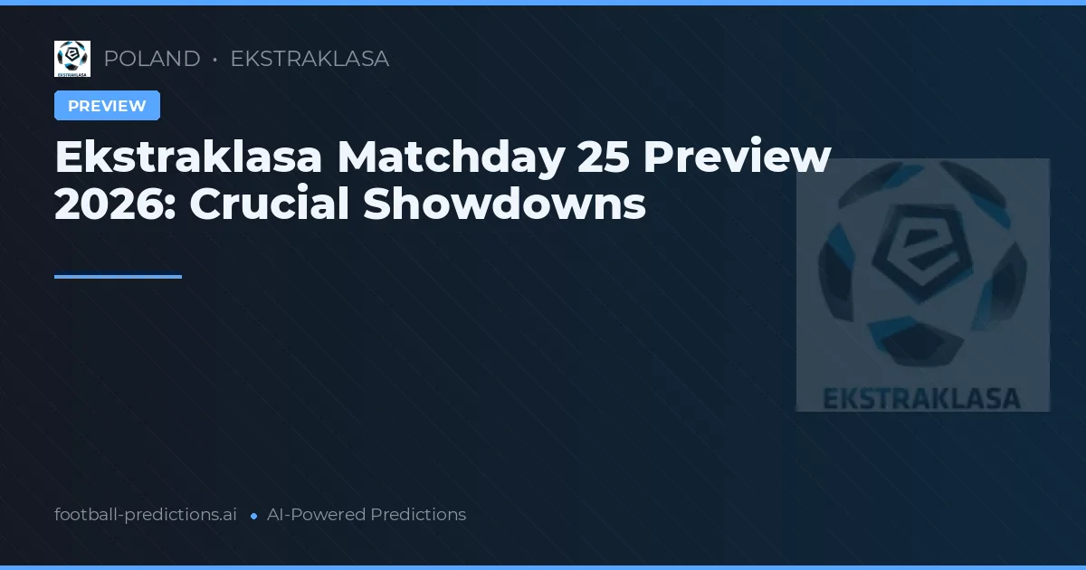 Ekstraklasa Matchday 25 Preview 2026: Crucial Showdowns