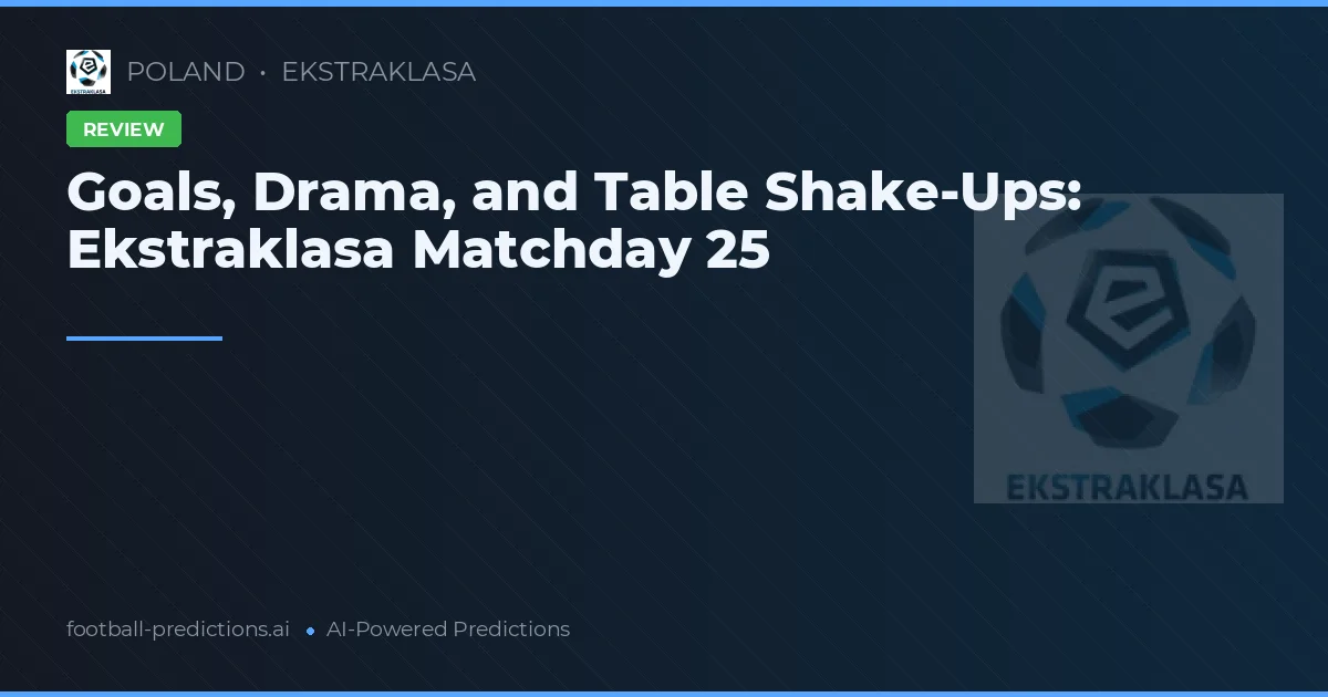 Goals, Drama, and Table Shake-Ups: Ekstraklasa Matchday 25