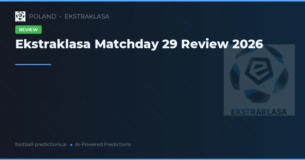Ekstraklasa Matchday 29 Review 2026