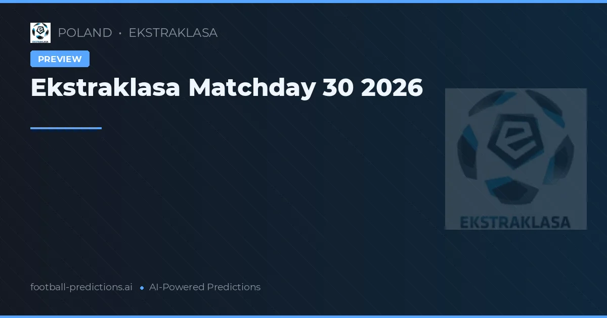 Ekstraklasa Matchday 30 2026