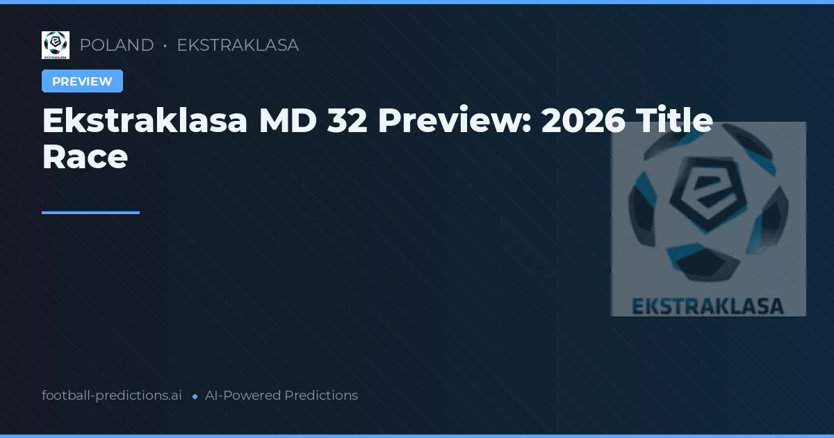 Ekstraklasa MD 32 Preview: 2026 Title Race