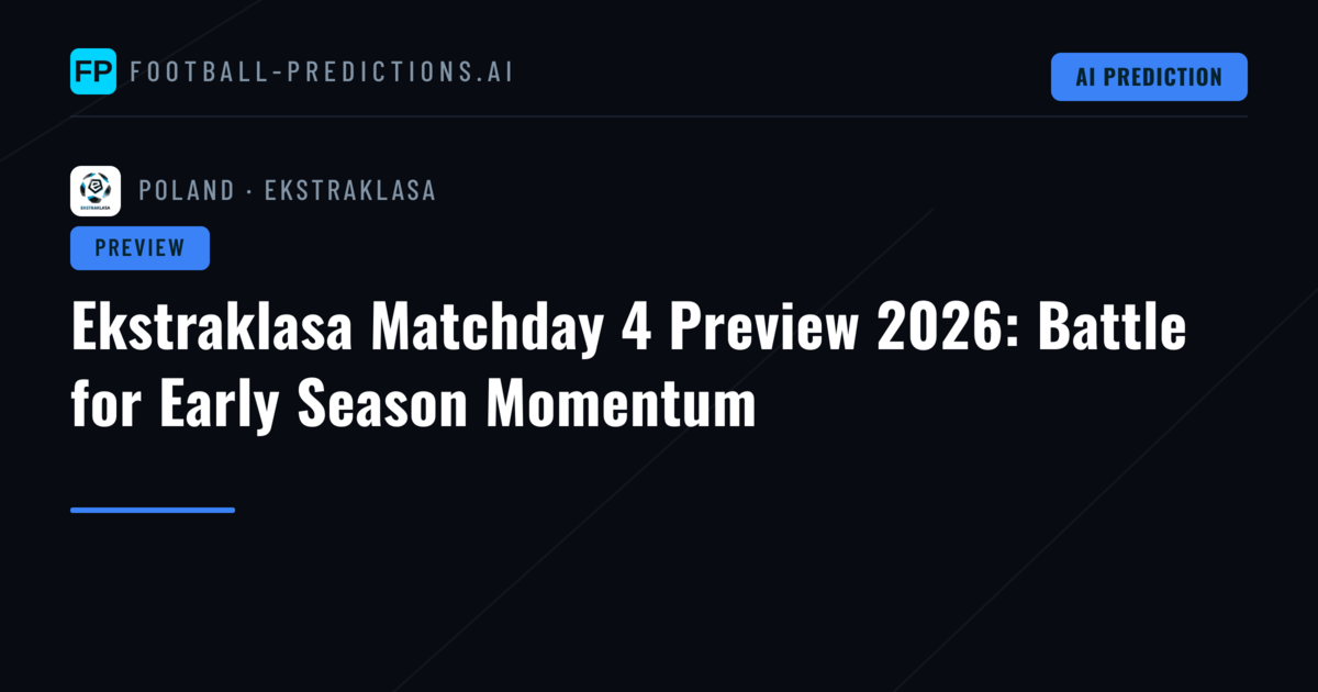 Ekstraklasa Matchday 4 Preview 2026: Battle for Early Season Momentum