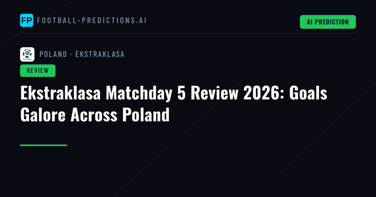 Ekstraklasa Matchday 5 Review 2026: Goals Galore Across Poland