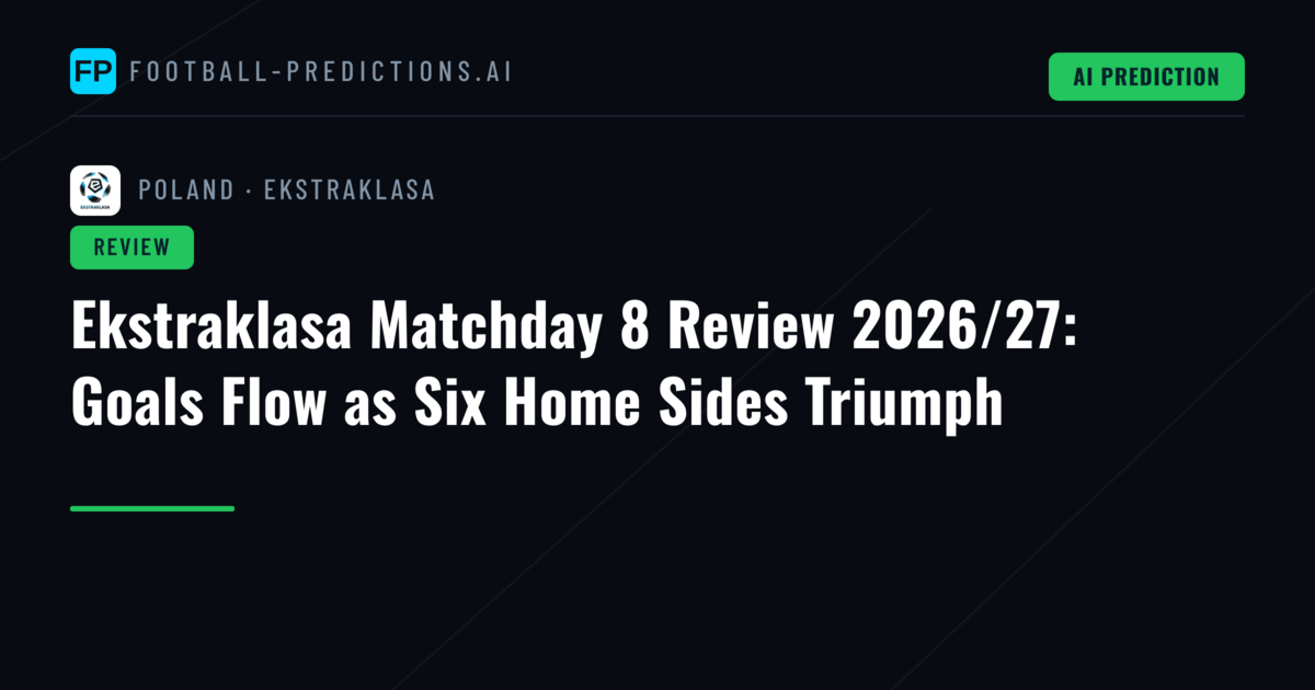 Ekstraklasa Matchday 8 Review 2026/27: Goals Flow as Six Home Sides Triumph