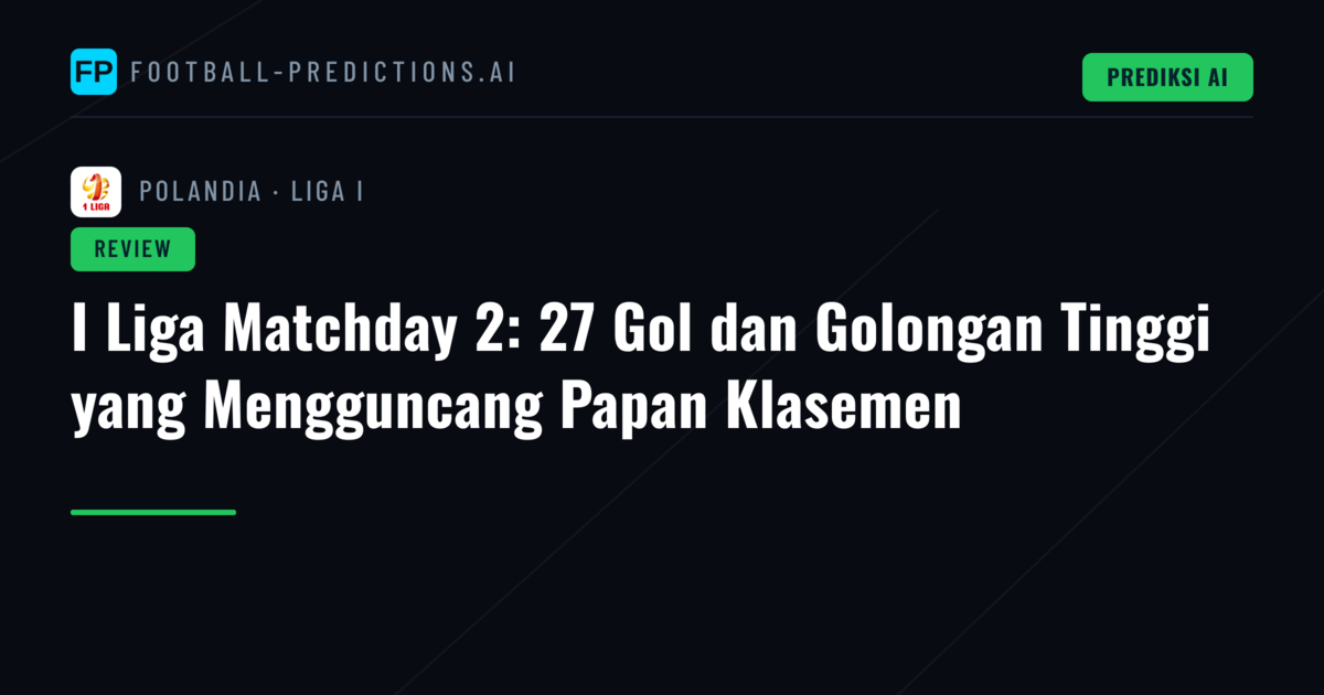 I Liga Matchday 2: 27 Gol dan Golongan Tinggi yang Mengguncang Papan Klasemen