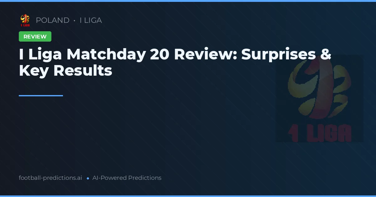 I Liga Matchday 20 Review: Surprises & Key Results