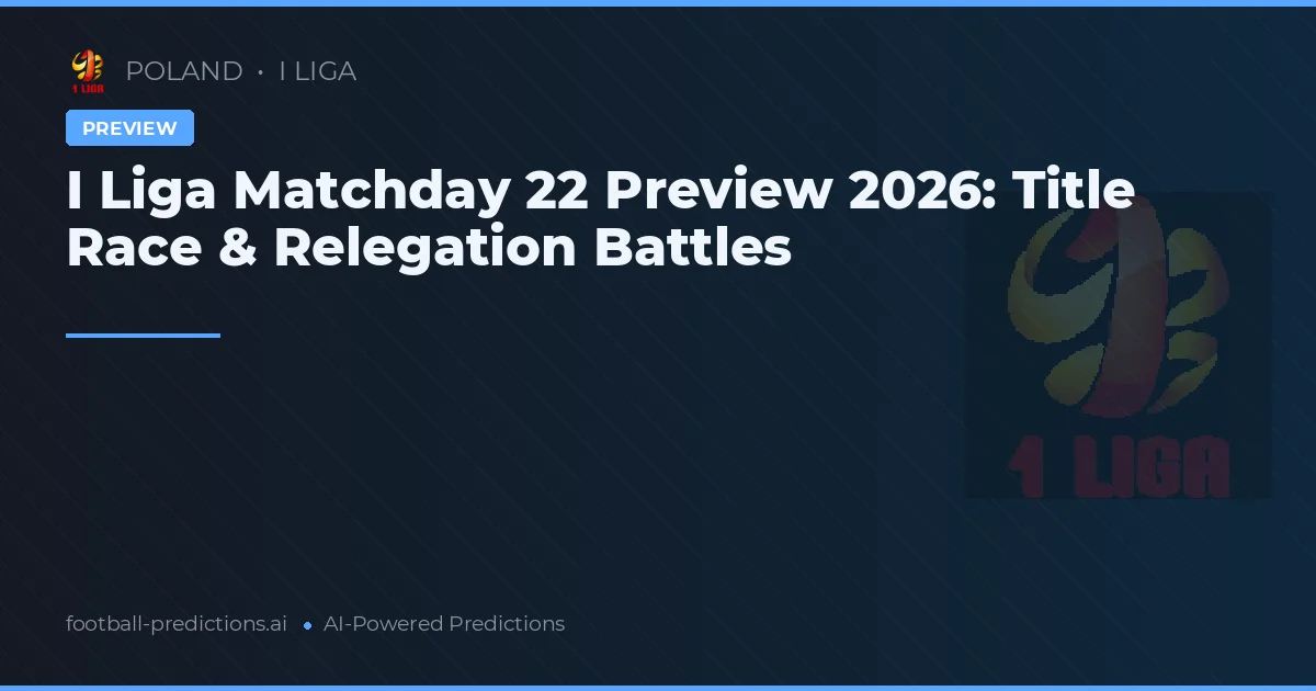 I Liga Matchday 22 Preview 2026: Title Race & Relegation Battles