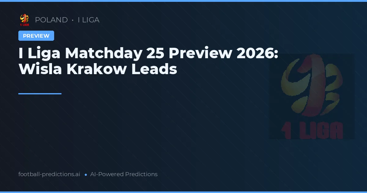 I Liga Matchday 25 Preview 2026: Wisla Krakow Leads