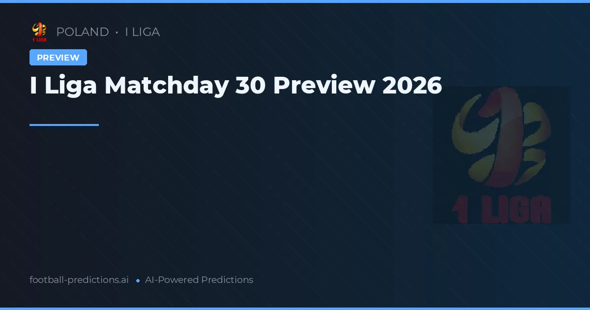 I Liga Matchday 30 Preview 2026