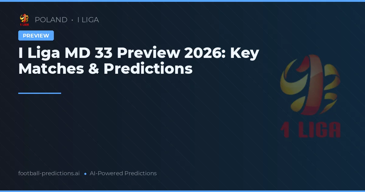 I Liga MD 33 Preview 2026: Key Matches & Predictions