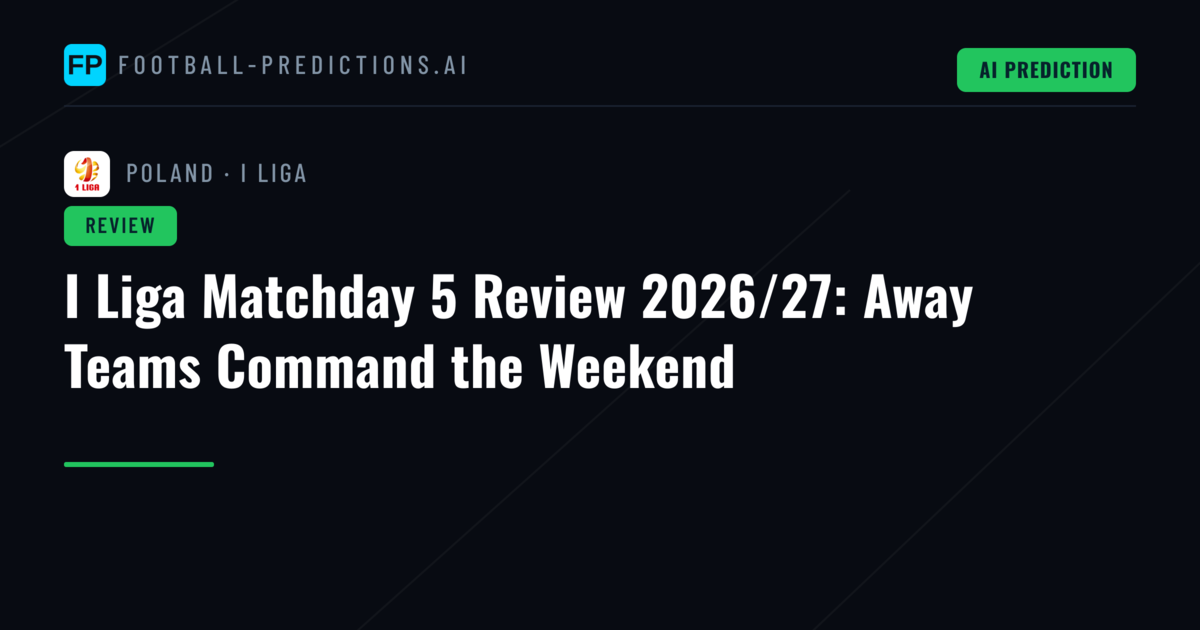 I Liga Matchday 5 Review 2026/27: Away Teams Command the Weekend