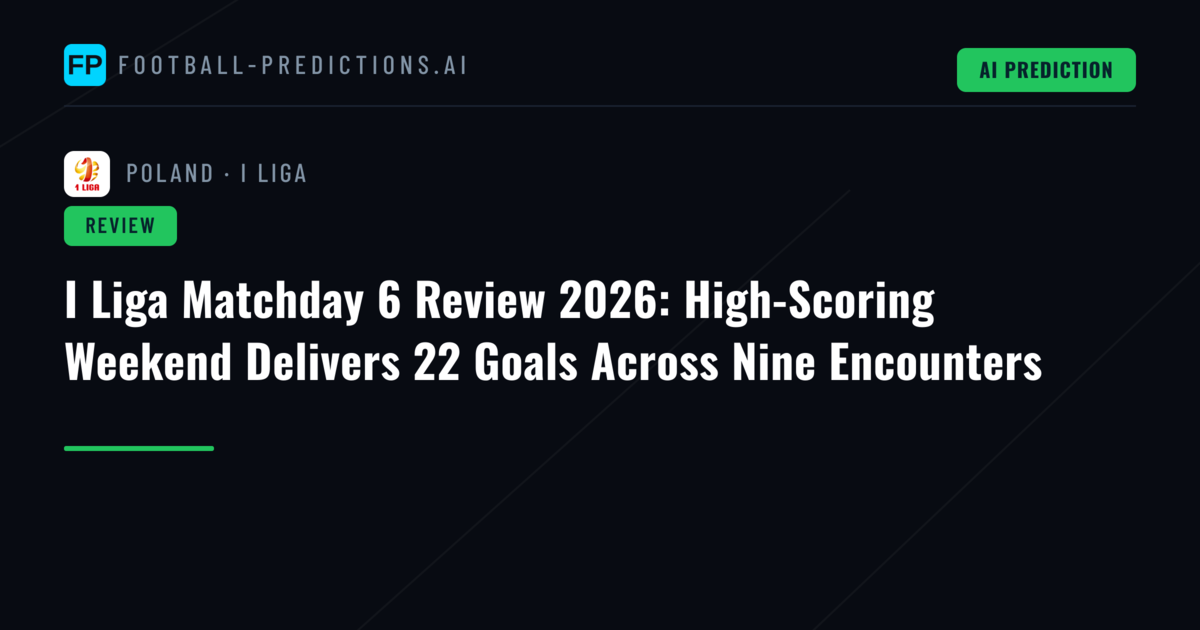 I Liga Matchday 6 Review 2026: High-Scoring Weekend Delivers 22 Goals Across Nine Encounters
