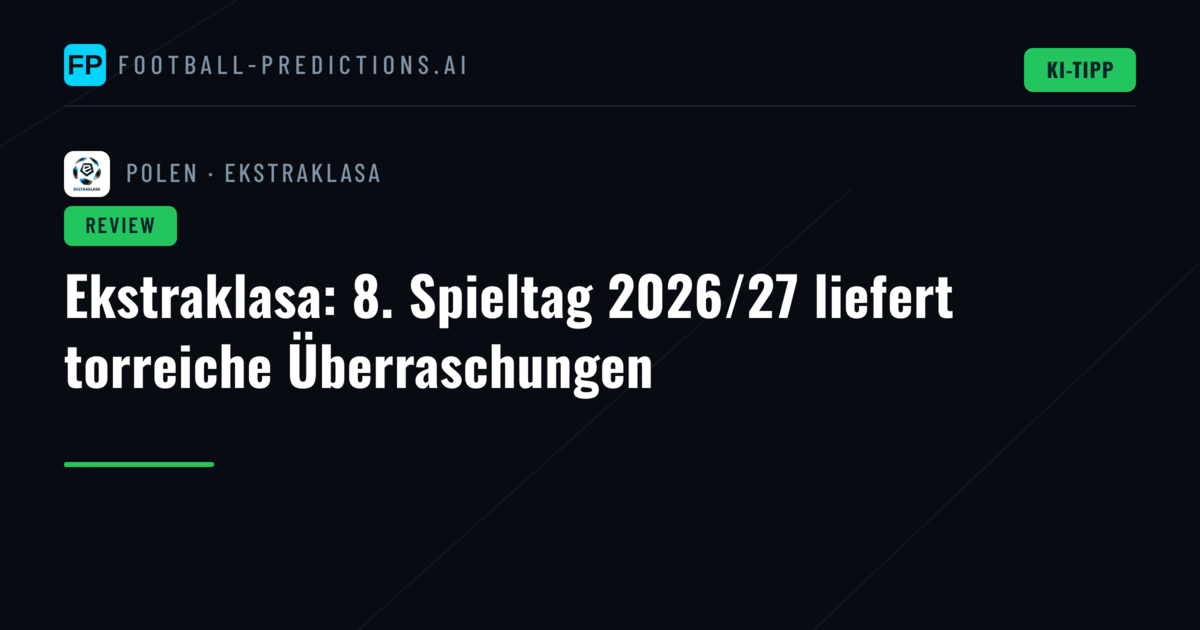 Ekstraklasa: 8. Spieltag 2026/27 liefert torreiche Überraschungen