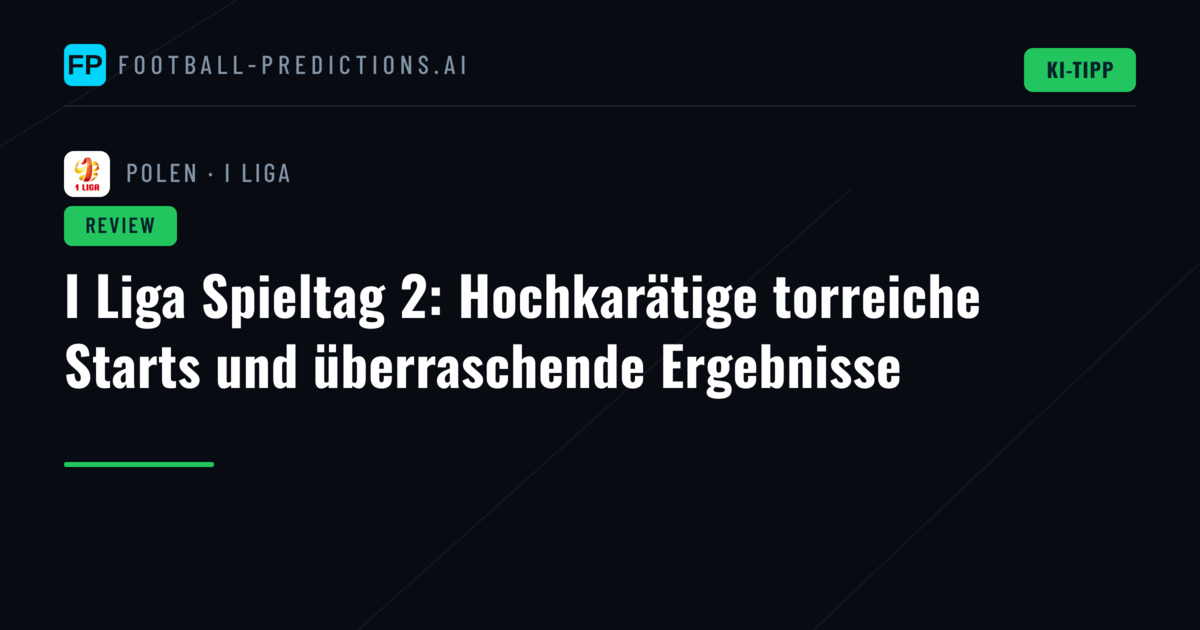 I Liga Spieltag 2: Hochkarätige torreiche Starts und überraschende Ergebnisse