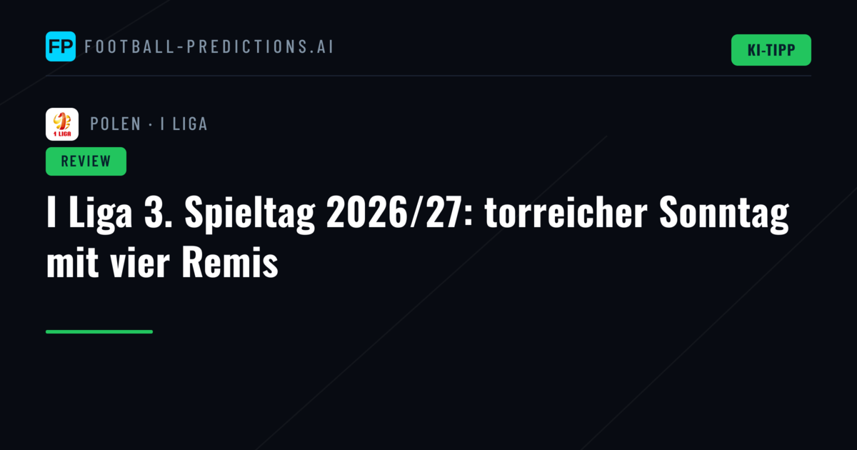 I Liga 3. Spieltag 2026/27: torreicher Sonntag mit vier Remis