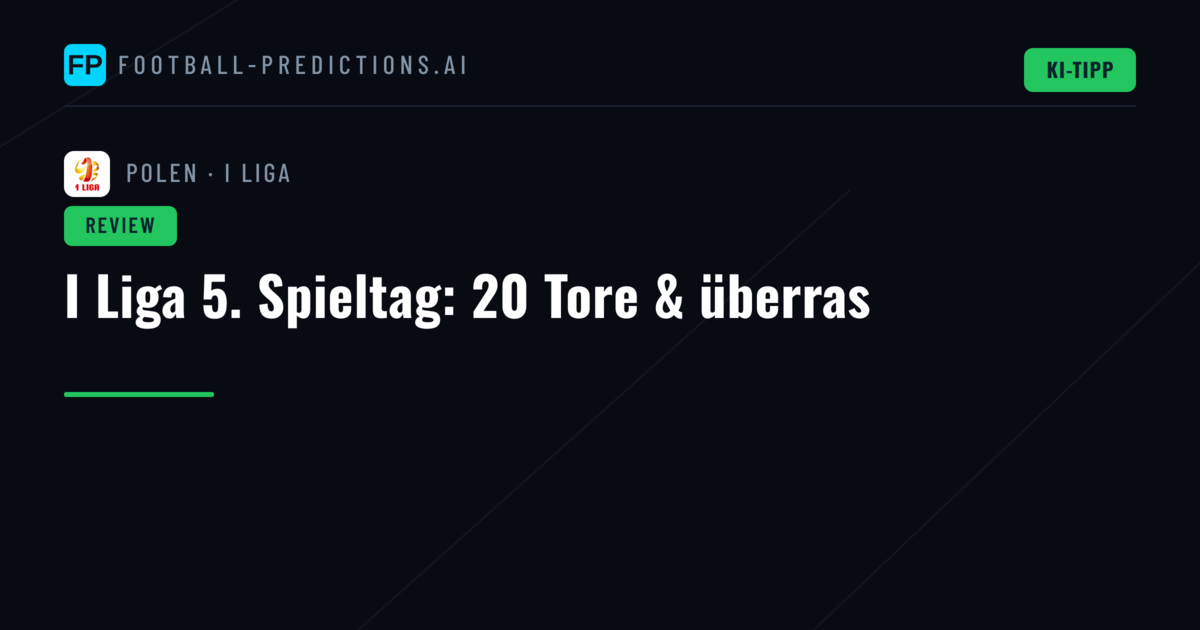 I Liga 5. Spieltag: 20 Tore & überras