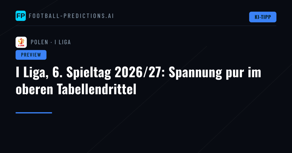 I Liga, 6. Spieltag 2026/27: Spannung pur im oberen Tabellendrittel