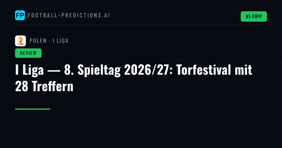 I Liga — 8. Spieltag 2026/27: Torfestival mit 28 Treffern