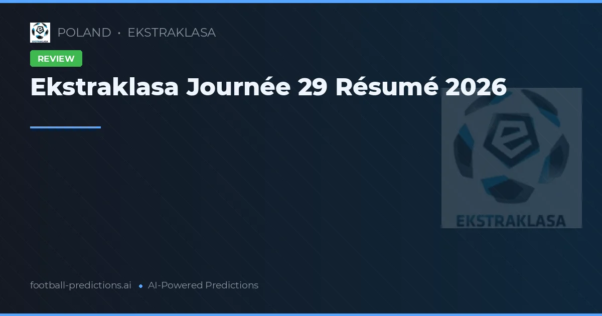 Ekstraklasa Journée 29 Résumé 2026