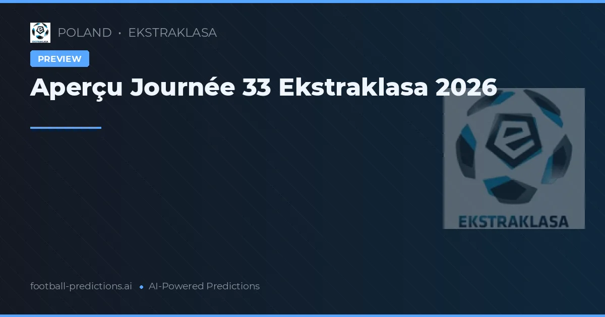 Aperçu Journée 33 Ekstraklasa 2026