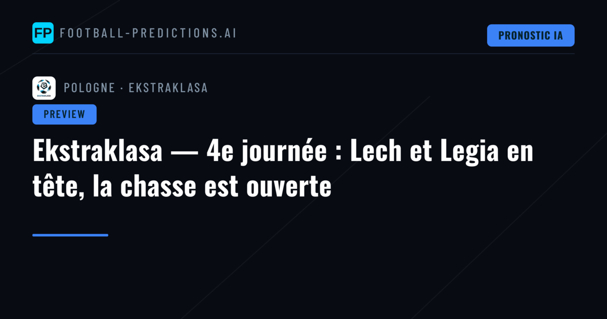Ekstraklasa — 4e journée : Lech et Legia en tête, la chasse est ouverte