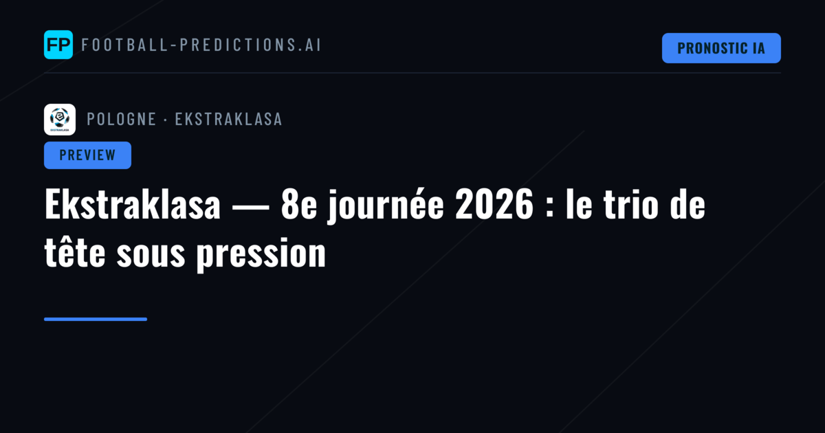 Ekstraklasa — 8e journée 2026 : le trio de tête sous pression