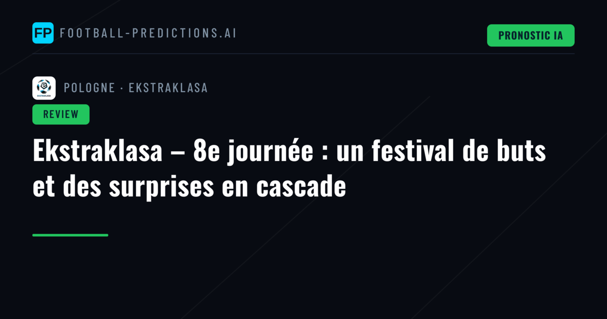 Ekstraklasa – 8e journée : un festival de buts et des surprises en cascade