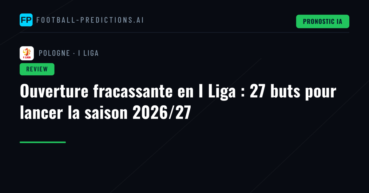 Ouverture fracassante en I Liga : 27 buts pour lancer la saison 2026/27