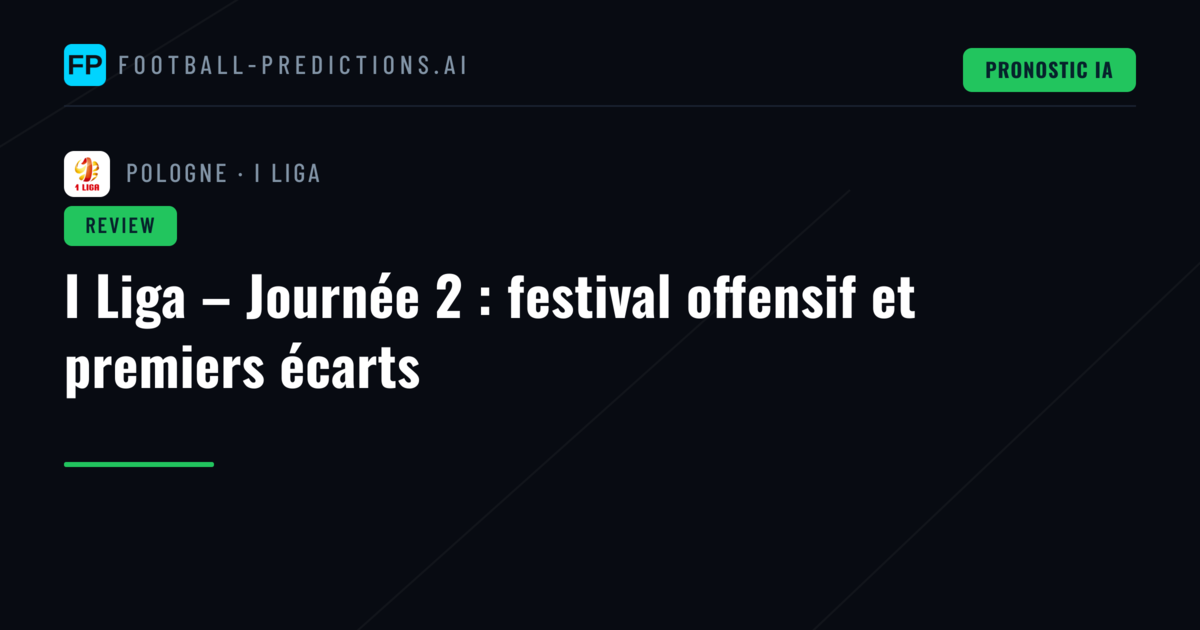I Liga – Journée 2 : festival offensif et premiers écarts