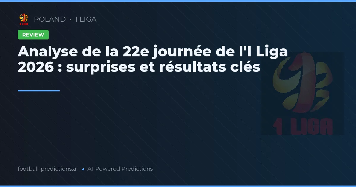 Analyse de la 22e journée de l'I Liga 2026 : surprises et résultats clés