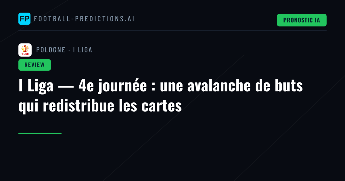 I Liga — 4e journée : une avalanche de buts qui redistribue les cartes