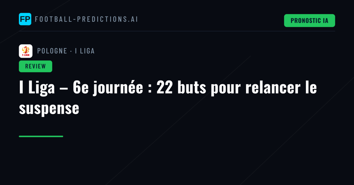 I Liga – 6e journée : 22 buts pour relancer le suspense