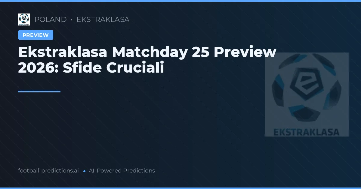 Ekstraklasa Matchday 25 Preview 2026: Sfide Cruciali