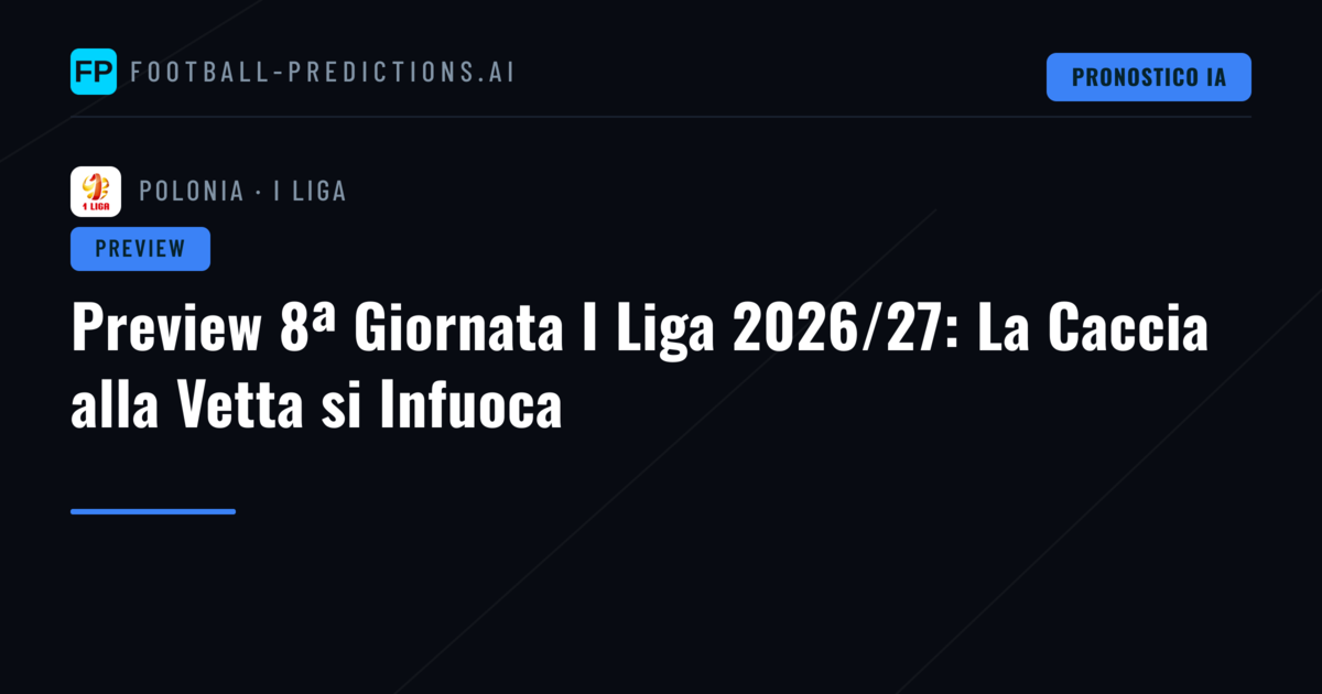 Preview 8ª Giornata I Liga 2026/27: La Caccia alla Vetta si Infuoca
