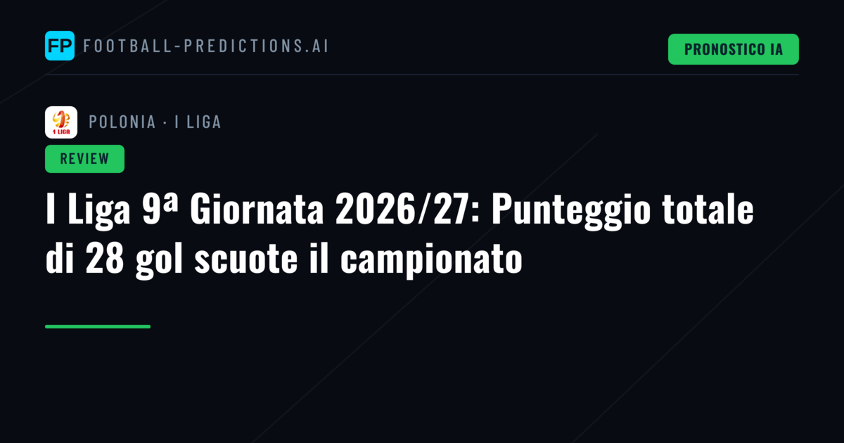 I Liga 9ª Giornata 2026/27: Punteggio totale di 28 gol scuote il campionato