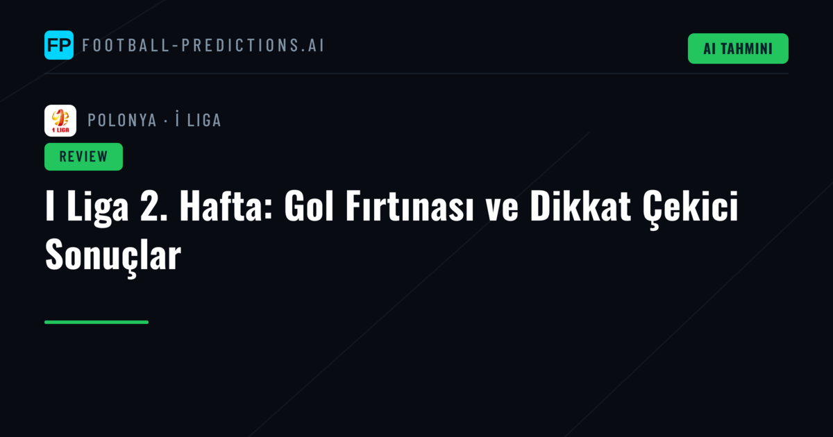I Liga 2. Hafta: Gol Fırtınası ve Dikkat Çekici Sonuçlar