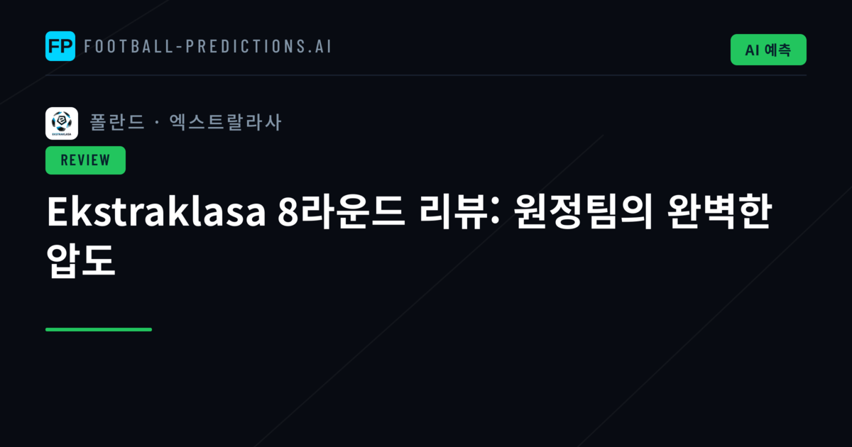 Ekstraklasa 8라운드 리뷰: 원정팀의 완벽한 압도