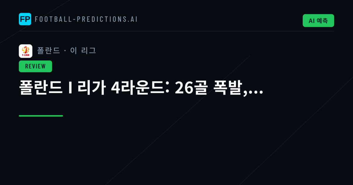 폴란드 I 리가 4라운드: 26골 폭발,...